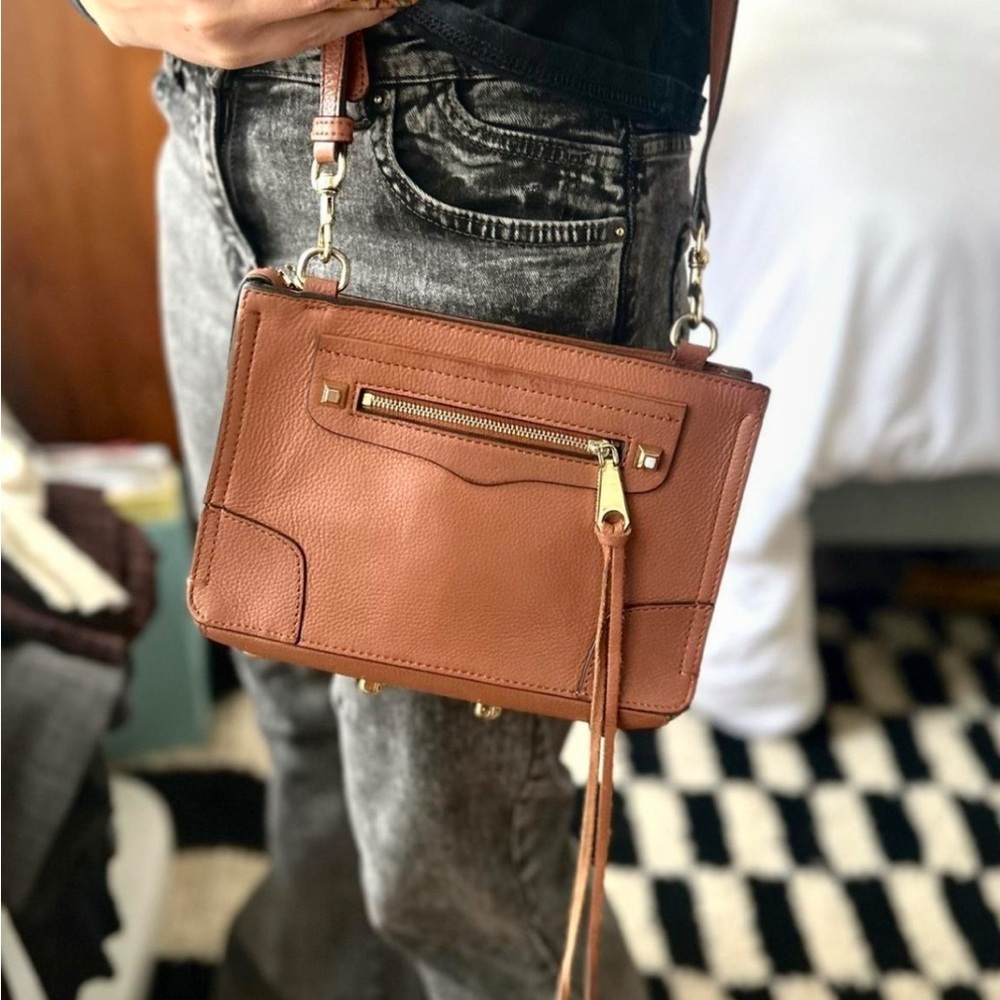 Rebecca Minkoff Regan Crossbody Purse Caramel Brown Leather Bag